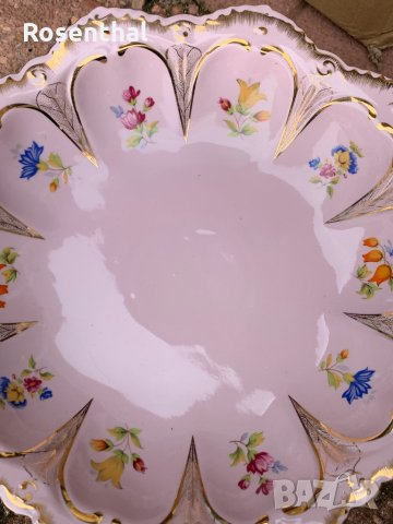 Голяма фруктиера на столче - розов карловарски порцелан, снимка 7 - Сервизи - 34730149