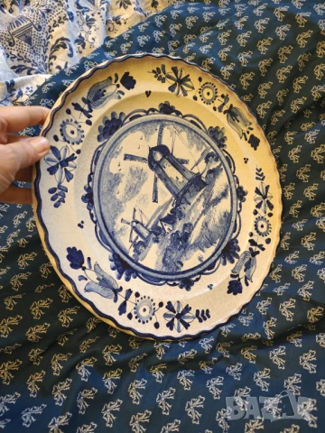 Delft антикварна  оригинална чиния за стена , снимка 2 - Декорация за дома - 51377537