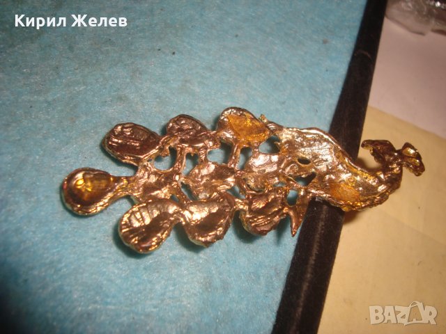 ПОЗЛАТЕН ПАУН ФИГУРАЛНА АРТ АПЛИКАЦИЯ с ЦВЕТНИ КРИСТАЛИ БИЖУ НАКИТ БРОШКА 27238, снимка 5 - Други - 35006569