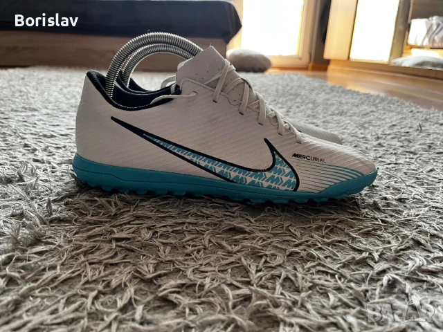 NIKE MERCURIAL VAPOR 15 CLUB TF BLAST - WHITE/BALTIC BLUE/PINK BLAST, снимка 3 - Футбол - 51299959