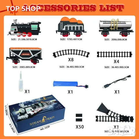 Комплект влак с пушек, светлини и звук, вагони, релси, акумулаторни батерии, играчка за деца 3+ г., снимка 6 - Влакчета, самолети, хеликоптери - 49522706