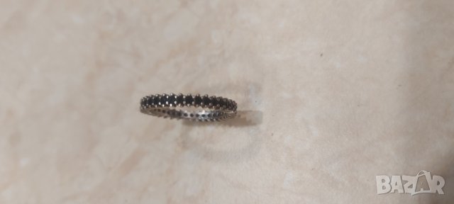 Нежен сребърен пръстен с черни камъчета , снимка 6 - Пръстени - 38775046