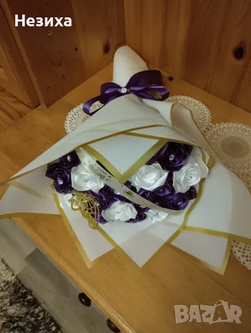 Букети от сатенени рози , снимка 7 - Изкуствени цветя - 50232521