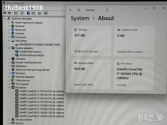 15.6 Dell 5590`i7-10510U/16GB RAM/512GB SSD/Nvidia MX250/FHD IPS/Бат 6ч, снимка 9 - Лаптопи за работа - 53009623