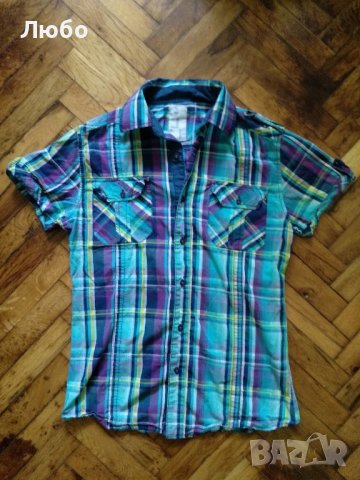 Риза синьо/лилава  Размер S намаление, снимка 1 - Детски ризи - 37827486