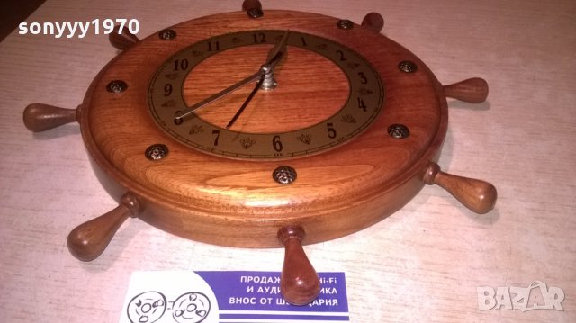 КОРАБЕН РУЛ-АНТИКА ЧАСОВНИК-МАСИВНО ДЪРВО-26Х3СМ, снимка 6 - Колекции - 28672991