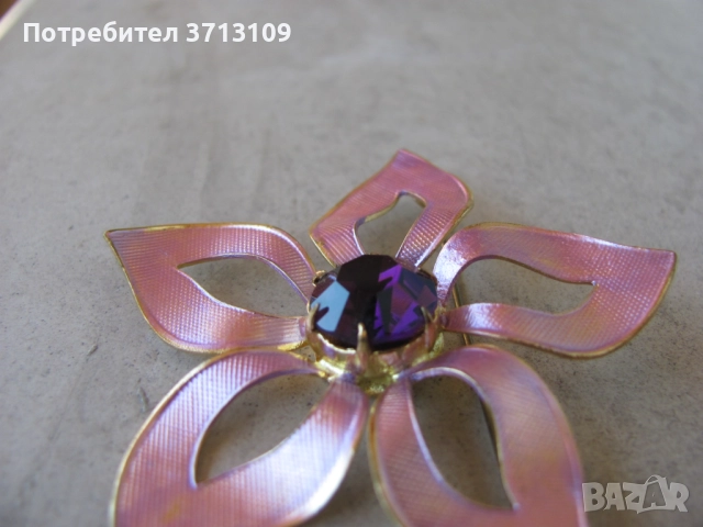 Красива брошка -цвете с полускъпоценен камък, снимка 9 - Други - 51644705