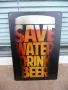 Метална табела Съхранете водата, пийте бира наливна кен бутилка халба чаша, снимка 1