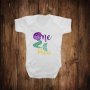 Бебешко боди с щампа русалка брокат + име + рожден ден, снимка 1 - Бодита за бебе - 26534255