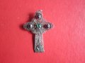 Уникален възрожденски сребърен кръст с камъни филигран, снимка 6