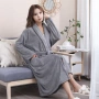 Дамски хотелски халат, класически, удобен, топъл, с връзки, мек, сив, снимка 1