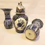 Антикварен комплект Delft – 2 вази и покрит съд, снимка 10