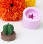 2 вид 3D кактус в цилиндър силиконов молд форма шоколад фондан гипс свещ, снимка 1 - Форми - 38275529