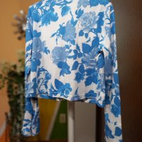 Риза с къдри на сини цветя. Размер М. , снимка 4 - Ризи - 40521811