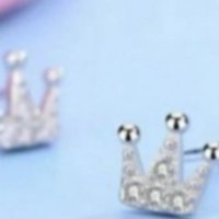 Outlet Sale Сребърни обеци коронки"Princess",tiny mini/нови, снимка 1 - Колиета, медальони, синджири - 44016062