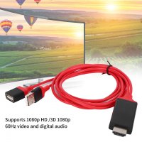 HDMI кабел за телефон към телевизор, iPhone iPad Android, Цифров AV адаптер 1080P, снимка 6 - Аксесоари за Apple - 39729945