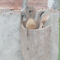 Стар дървен приборник, поставка за лъжици и други., снимка 3 - Антикварни и старинни предмети - 36799432