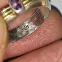 Сребърен пръстен 975 с 18 С злато, снимка 6 - Пръстени - 38253172