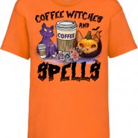 Детска тениска Coffee Witches And Spells,Halloween,Хелоуин,Празник,Забавление,Изненада,Обичаи,, снимка 6 - Детски тениски и потници - 38156169