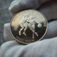 Възпоменателна монета 1000 Won Basketball, снимка 1 - Нумизматика и бонистика - 43241860