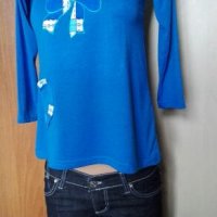 Красива синя блуза 🍀🌸S,M🌸🍀 арт.320, снимка 3 - Блузи с дълъг ръкав и пуловери - 27810072