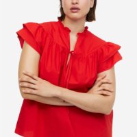 Червена блуза H&M с широки ръкави, нова, снимка 1 - Блузи с дълъг ръкав и пуловери - 43894114