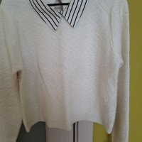 Дамска зимна бяла блуза с яка от плат, снимка 4 - Блузи с дълъг ръкав и пуловери - 38284388