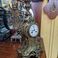 Красив голям антикварен френски бронзов каминен часовник , снимка 6 - Антикварни и старинни предмети - 39965563