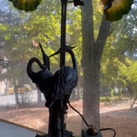 Уникално красива голяма арт лампа фигурална метал алабастър , снимка 1 - Антикварни и старинни предмети - 38551213