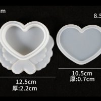 3d Сърце красива кутия с капак 2 части силиконова форма за направа на кутийка за бижута смола, снимка 3 - Форми - 37542602