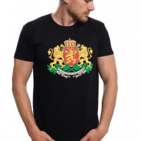 Нова мъжка черна тениска с релефен трансферен печат Герб на България , снимка 6 - Тениски - 28017520