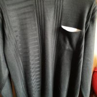 Мъжки черен пуловер с джоб голям размер, снимка 2 - Пуловери - 27782603