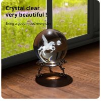 3D Прозрачен орнамент Пегасус в кристална топка 60 мм + стойка орнамент, снимка 2 - Статуетки - 43147826
