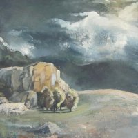 Картина Буря в Планината масло върху фазер,подпис, снимка 3 - Картини - 27824913