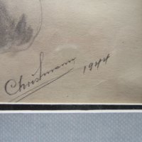 Стара картина подписана  3 райх 1944, снимка 2 - Картини - 26709148