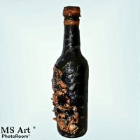 Декоративна бутилка #mixedmedia! Ръчна изработка!, снимка 4 - Декорация за дома - 32441556
