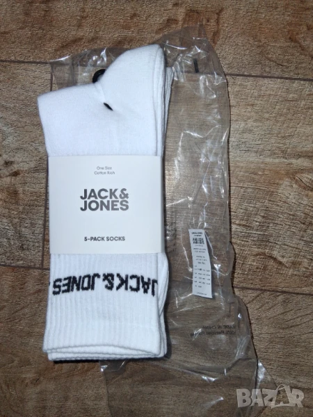 Jack & Jones, Дълги чорапи с памук - 5 чифта, бял, One Size, снимка 1