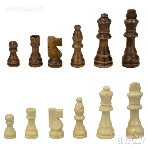 Шах с дървени фигури 4-9 см и полиетиленово платно 40х40 см (270703) , снимка 1