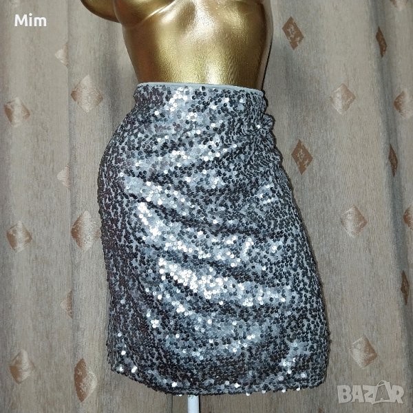  Резервирани Kappahi L Еластична пола със сребристи пайети , снимка 1