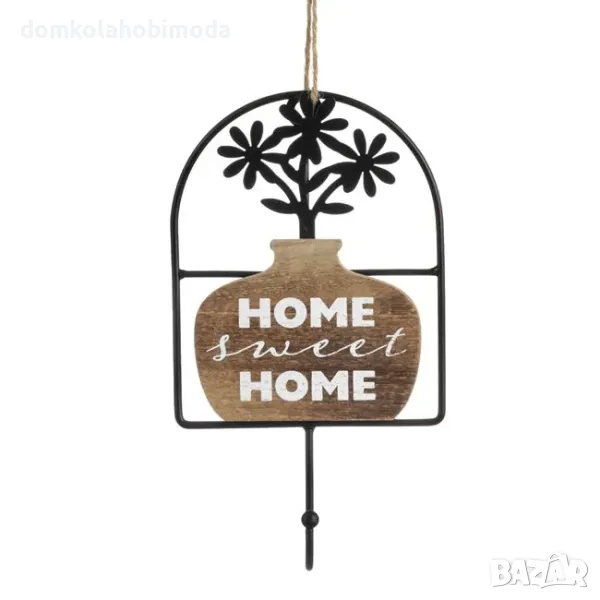 Закачалка за стена или врата,12x3,9x20,7 см, Метал и дърво, снимка 1