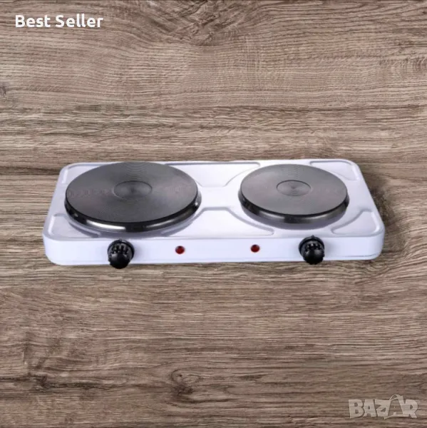 Котлон двоен Rosberg, 2500W, Чугунени плочи, Бял/ Черен - 2 ГОДИНИ ГАРАНИЦЯ, снимка 1