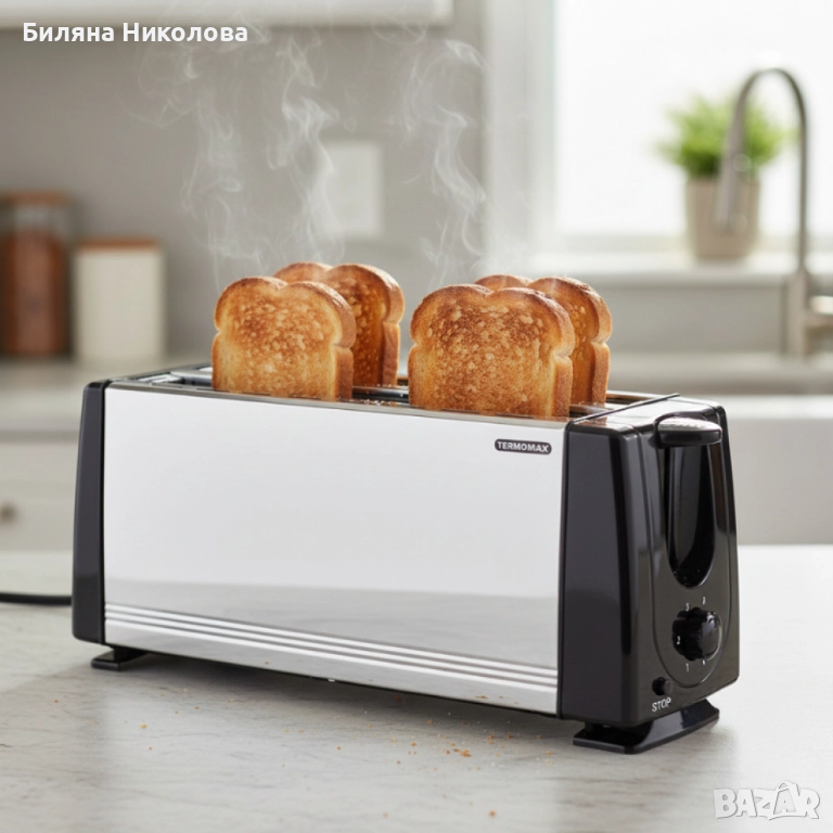 Тостер за 4 филии Termomax TX401S, 1200W, метален, снимка 1