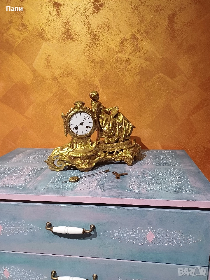 Фигурален античен каминен часовник Diplan & Salles, снимка 1