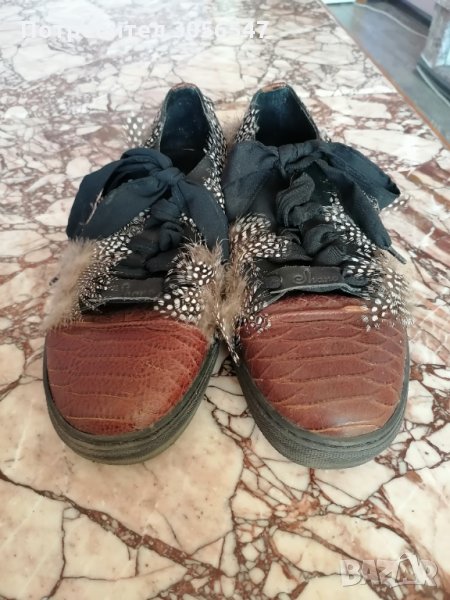 Дамски  кецове shano с пера естествена кожа , снимка 1