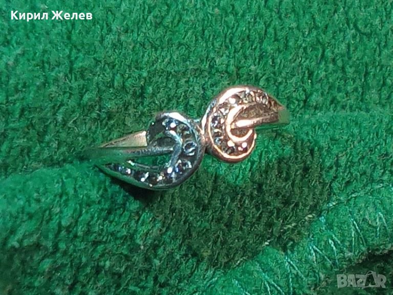 СТАР ФИН АНГЛИЙСКИ СКЪПОЦЕНЕН СРЕБЪРЕН ПРЪСТЕН СРЕБРО 925 с ФАСЕТИРАНИ ЦИРКОНИ 43379, снимка 1