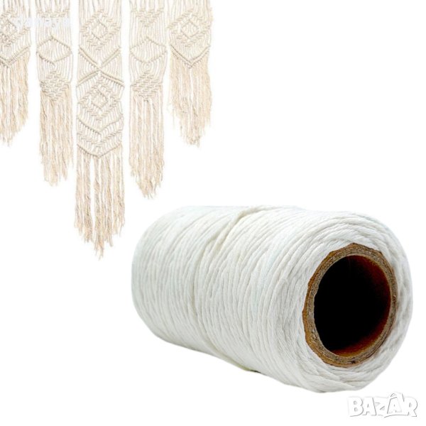 4384 Памучно въже за макраме бяло въже за шиене, 80 метра, снимка 1