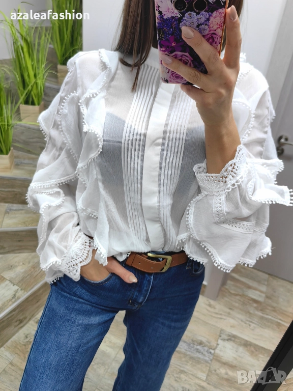 Бяла дамска риза, снимка 1