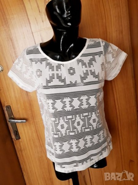 Бяла мрежеста тениска М/Л, снимка 1