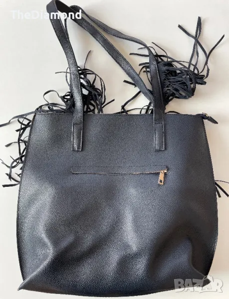 Кожена дамска чанта (тъмно синьо), снимка 1
