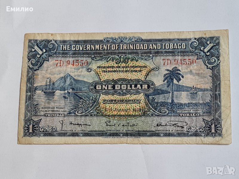 TRINIDAD AND TOBAGO 🇹🇹 1 DOLLAR 1939, снимка 1